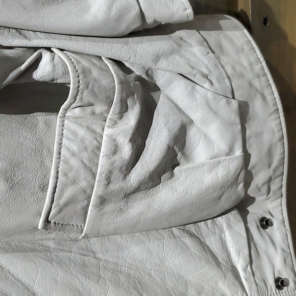 VINTAGE RETRO AVANTI LEATHER MOTO BOMBER JACKET GREY WITH PEARL SIZE SMALL - Picture 3 of 10